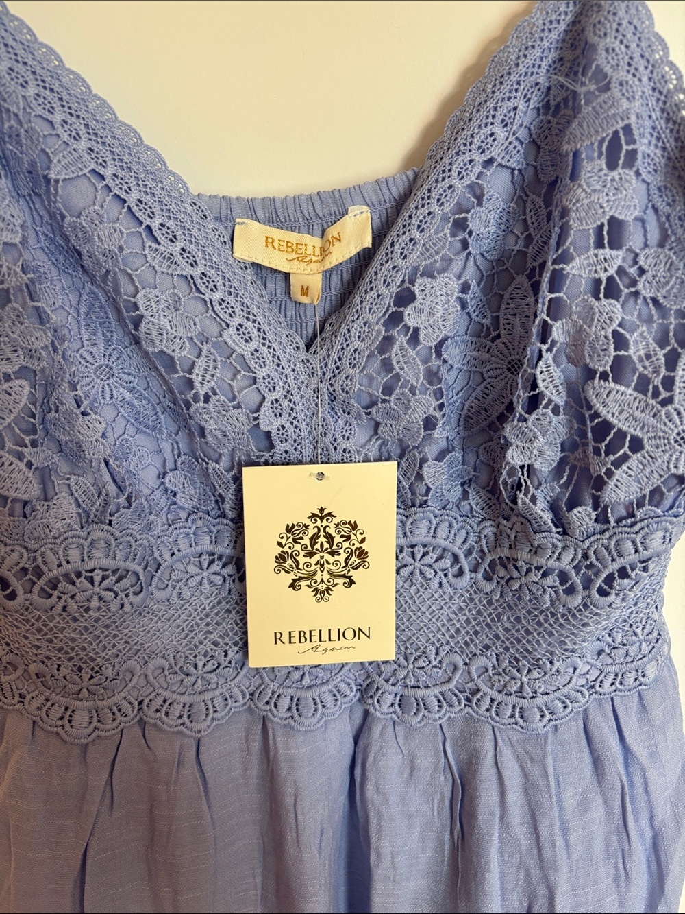 Rebellion Light Blue Lace Tiered Maxi Dress - Picture 3 of 4